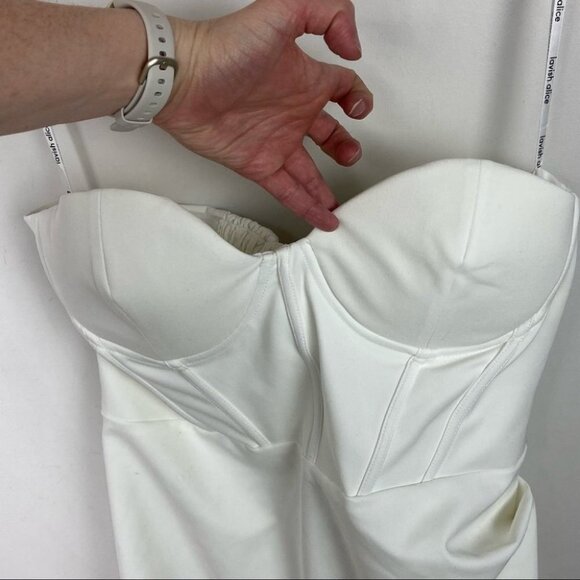 NEW Lavish Alice Bustier Corset Cocktail Dress White Size 10 Midi Asymmetrical - Picture 6 of 12